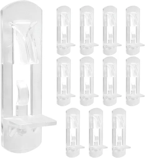 Biaungdo 12 Pcs Plastic Locking Shelf Support Pegs, 5mm Clear Cabinet Shelf Pins Self-Locking Cabinet Shelf Pegs Clips for Kitchen Furniture Bookcase Closet(Fit 5mm Diameter Hole & 3/4 Inch Shelf)