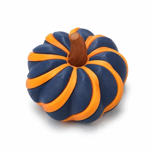 3D Printed Spiral Pumpkin Decoration 2 Pack Lightweight Blue and Orange Twisted Rib Design