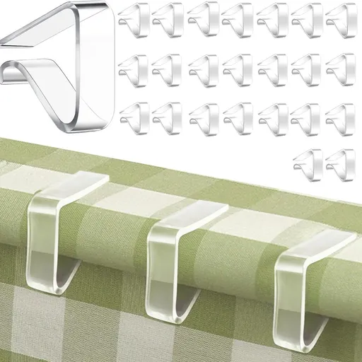 24 Pack Clear Windproof Tablecloth Clips - Sturdy GPPS Table Cover Clamps, Easy to Use for Outdoor & Indoor