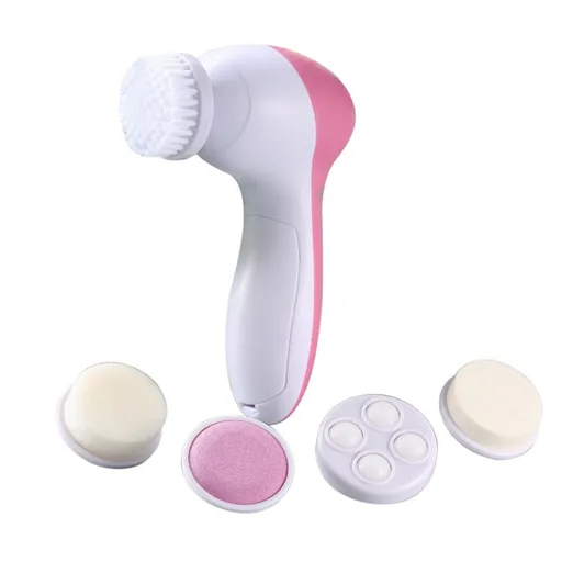 5 in 1 Electric Facial Cleaning Brush Skin Care Electrical Beauty Device Spa Brush Skin Care Massage (Pink)