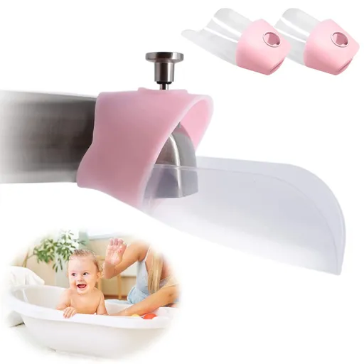 Faucet Extender, 2 Pack Baby Bath Helper, Bath Tub Faucet Extender for Kids Baby Children Hand Washing (Pink)