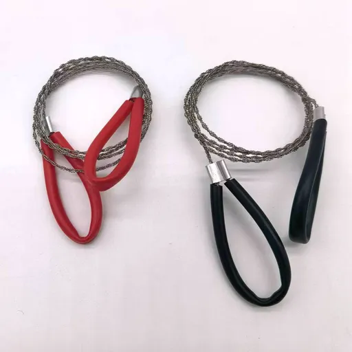 2 Pcs Pipe Cable Saw Stainless Steel Wire Saw Portable String Rope Saw Survival Wire Saw for Hiking Camping Hunting, Red & Black
