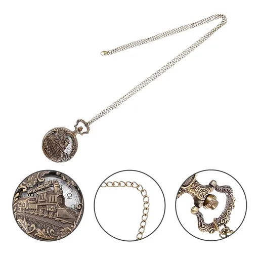 Vintage Style Dark Brown Pocket Watch for Men with Arabic Numeral Dial, Portable Timepiece
