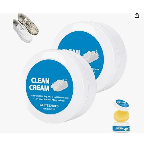 2PCS White Shoes Solid Clean Cream, Multipurpose No-Wash Solid Cleaning Cream - Comes with Sponge Removes Stains, White Shoe Cleaner for Quick Brightening