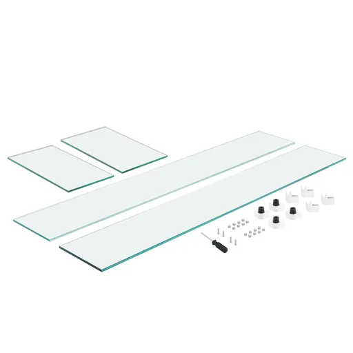 Glass Wind Guard for Rectangular Fire Pit Table 773 x 367 x 191 mm, 8mm Thick and Sturdy Tempered Glass Panel with Hard Aluminum Corner Bracket & Rubber Feet, Easy to Assemble