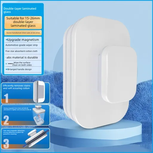 Magnetic Double Sided Window Cleaner for 20-35mm Double Glazed Glass High Rise Safety Wiper Tool White