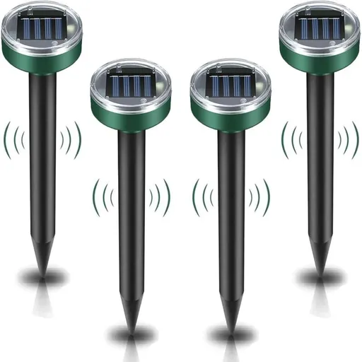 4 Pieces Solar Mole Repeller, Ultrasonic Pest Repeller Mole Control with IP65 Waterproof, Garden Mole Repellent Mole Repellent