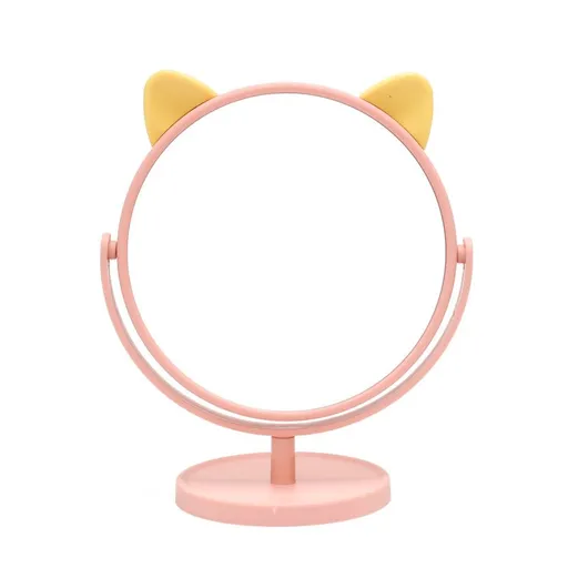 Desk Mirror in Cute Cat Ears Shape-Kawaii &Vanity Mirror for You in Bathroom or Bedroom- Pink and blue(2pcs)