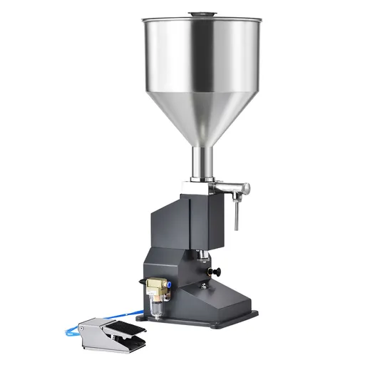 Pneumatic Paste Liquid Filling Machine, 5-50ml Bottle Filler, Bottle Filling Machine, Stainless Steel Liquid Filler with Pedal for Milk Water Juice Essential Oil Shampoo Cosmetic Honey Lotion