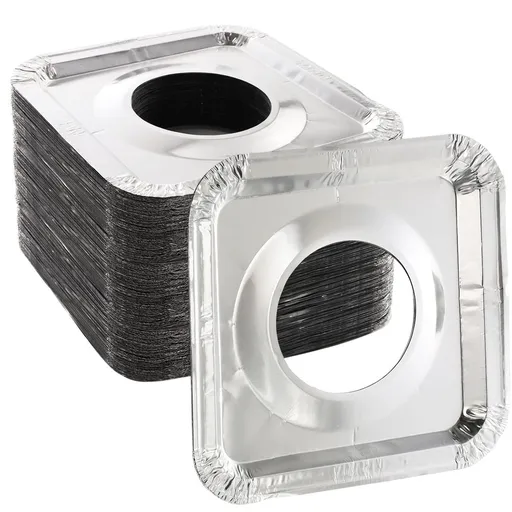 40 Pack Aluminum Foil Stove Burner Covers,8.5" Square Disposable Gas Burner Liner,Gas Range Protector Bibs for keep Gas Range Clean