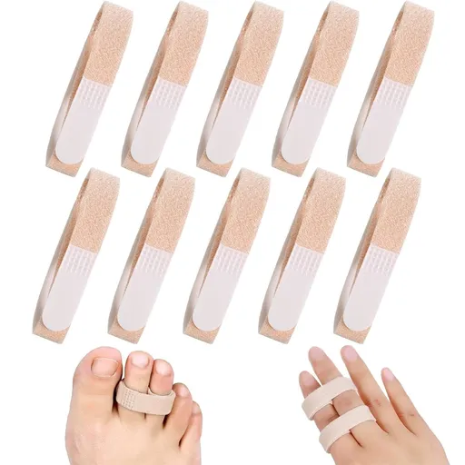 Hook and Loop Finger Wrap,10 Pcs Washable and Reusable Buddy Straps for Fingers,Buddy Tape Finger Straps,Toe Separator for Bunion,Finger Brace for Injured/Jammed/Trigger Finger Support(Black) Skin