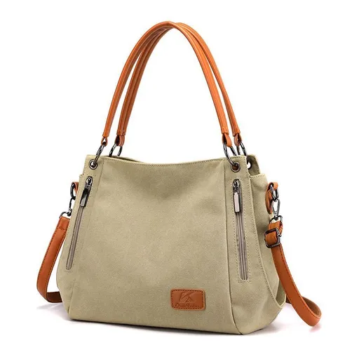 Large Shoulder Tote Bag Adjustable Crossbody Strap Khaki