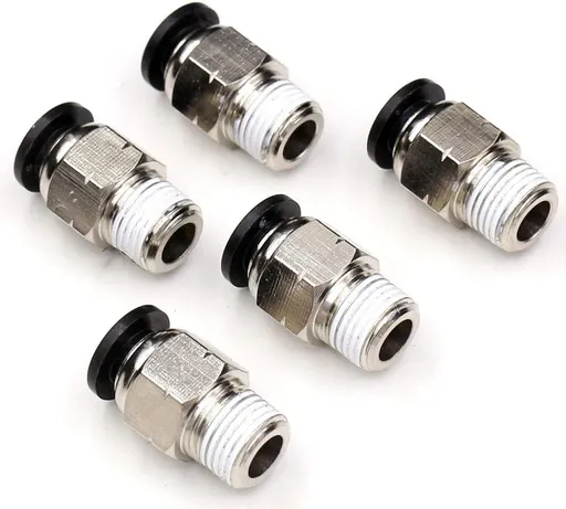 Push to Connect Tube Fitting PC 1/4" Tube Od x 1/8" NPT Thread Quick Connect Air Fittings Pneumatic Connector Straight Push Lock Air Hose Fittings 5Packs