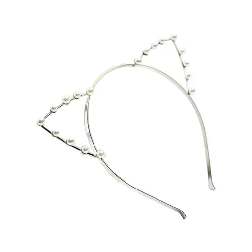 House Of Dasein Rhinestone Cat Ear Headband Kitten Pet Play Bdsm Accessories - White Gold
