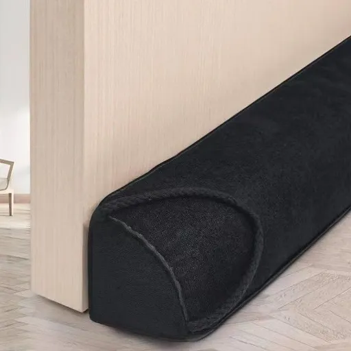 Weighted Door Draft Stopper — Triangular Under-Door Gap Filler for Gaps up to 3", Wind Noise Blocker, Energy Saver for Home Room Essentials - Black - Size 36in
