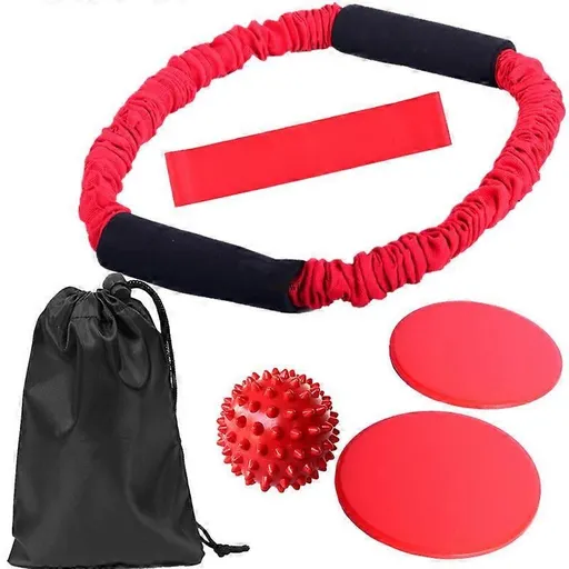 Yoga Fitness O-ring Tensioner Six-piece Stretch Strap For Yoga Exercise Pilates Red