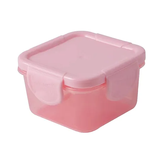 Mini Square Food Storage Container with Lid, Leak‑Proof Silicone Seal, Microwave Safe Snack Portion Box, Pink, 6 x 6 x 4 cm