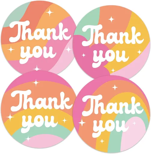 Thank You Stickers - Rainbow Star Thank You Stickers for Small Business 480Pcs 1.5In Thank You Sticker for Packaging Self Adhesive Thank You Party Favor Seal Label Sticker for Card(4 Design)