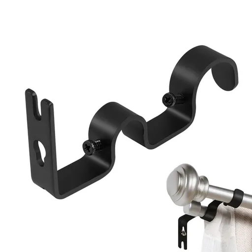 Retro Double Curtain Rod Bracket Strong Wall Mount for 1.8cm 2.6cm Rods - 1 Pack