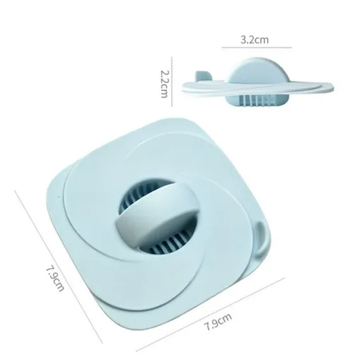 Square Silicone Sink Stopper Filter Drain Plug for Wash Basin Bathroom Sink—Blue
