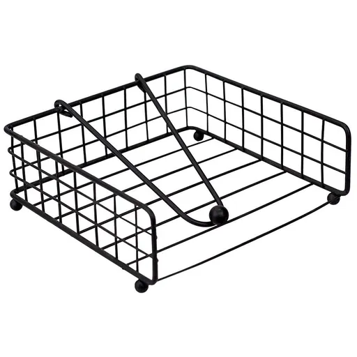 Black Grid Collection Non-Skid Free Standing Flat Napkin Holder, Holder for Table, 7." L x 7" W x 2.75" H