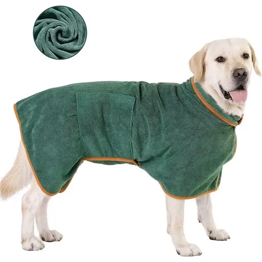 Quick Dry Dog Bathrobe Breathable Full Wrap for 14-25kg Dogs