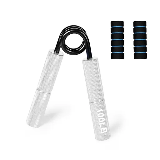 hand grip strengthener, grip strength trainer, home fitness equipment, men's arm workout, wrist strengthener, finger strength tool, spring steel grip, adjustable resistance, 350lb grip, forearm exercise equipment - Silver - Size 2PCS