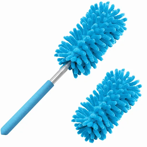 Microfiber Duster for Cleaning, Hand Washable Dusters with 2pcs Replaceable Microfiber Head, Extendable Pole