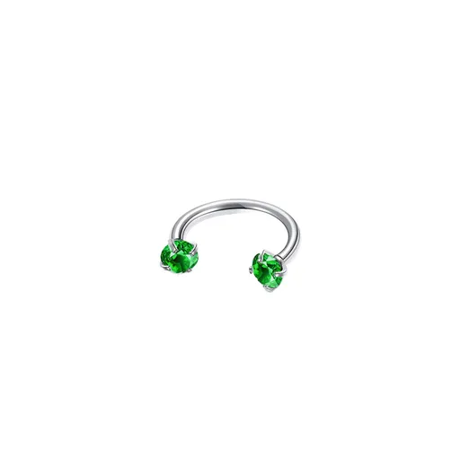 2-PCS Emerald G23 Titanium Horseshoe Ring with 5A Zircon Internal Thread for Nose Ear Lip Septum Piercing Hypoallergenic Jewelry for Local Trendsetters
