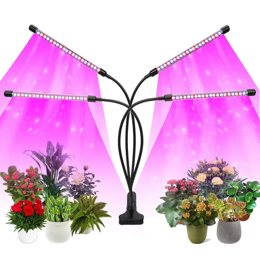 Plant Grow Light Indoor,4 Head LED Growing Lamp for Indoor Plants, 80W Full Spectrum Plant Lights with Auto ON/Off Timer