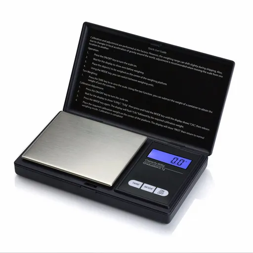 Pocket Scale Digital Gram Scale 600g x 0.1g Stainless Steel Platform Blue Backlit Display