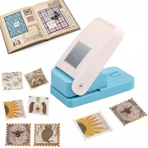 Stamp Punch,1.5 * 1.5Inch Square Stamp Puncher Postage Stamps Punches,Stamps Shaped Paper Punch,Lever Paper Punches for Crafting,Craft Cutter Hole Puncher