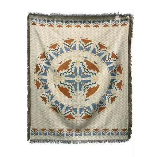Vintage Sofa Towel Double Layer Rectangle Tablecloth 35.4 X 59.1in 2 Colors 4 Sided Tassels