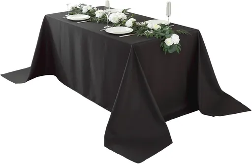 Tablecloth - 145 x 275 cm - Luxury Tablecloths - Oilcloth - Cotton Tablecloth - Water-repellent - Table linen - Washable tablecloth - High quality - Black - Very suitable for birthdays / weddings / receptions / banquets / events / Halloween / Christm
