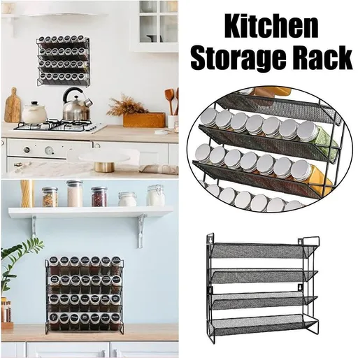 Black Four-Tier Spice Rack 34 x 11 x 32 cm - 1 Piece