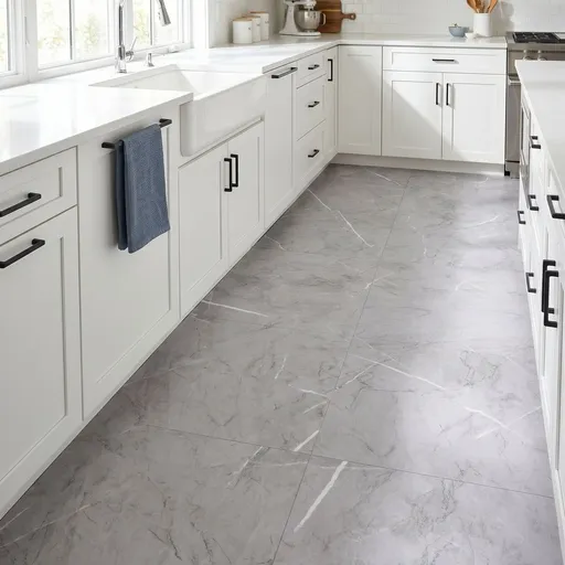 10Pcs Grey PVC Self Adhesive Floor Tiles Waterproof Vinyl Flooring for Bathroom Kitchen Living Room