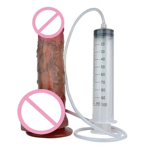 House Of Dasein Lifelike Squirting Penis Silicone Dildo With Sucker For Women Anal Plug - Style 120 With Syringe