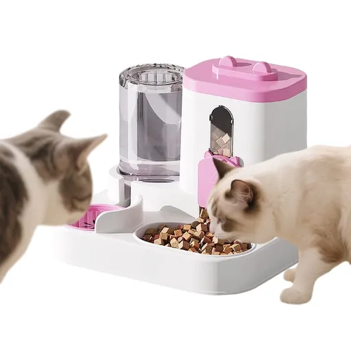 Gravity Cat Feeder and Water Dispenser 2 in 1, Automatic Self-Feeding Pet Bowl for Cats Dogs Puppies, Large Capacity Dry Food Container & Continuous Water Supply, Ideal for Indoor & Outdoor Pets