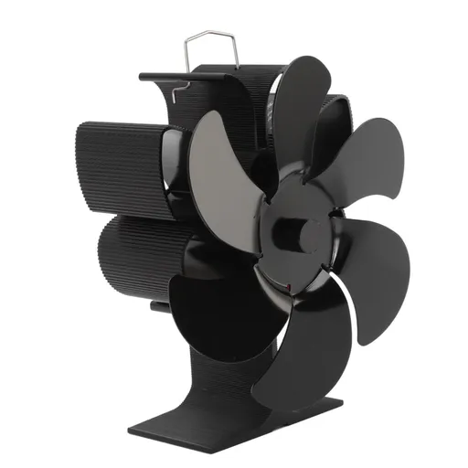 Stove Fan 6 Blades Greater Air Volume Low Noise Operation Wear Resistance Fireplace Fan Black L