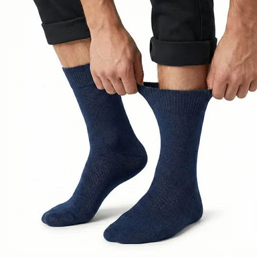 1x Pair COTTON Rich LOOSE TOP SOCKS Circulation Diabetic Comfort in Navy