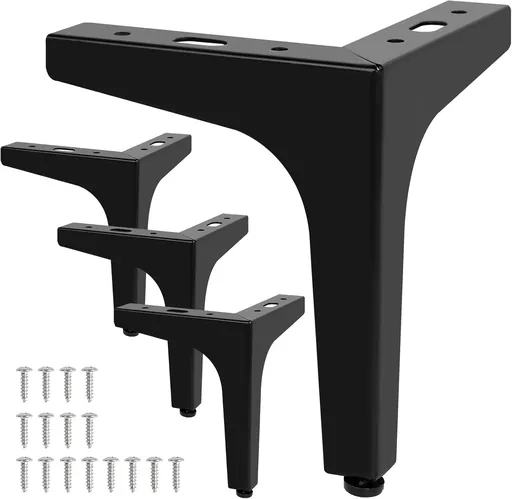 6 Inch Metal Furniture Legs - Set of 4 Modern Iron Diamond Triangle Feet, Black, for Sofa, Cabinet, Chair, Bed, and More