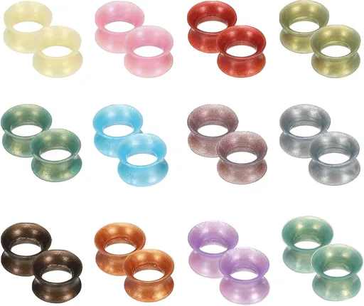 Silicone Ear Gauge, Flexible Ear Tunnels Plugs Double Flared Earring Stretchers Expander for Women Men