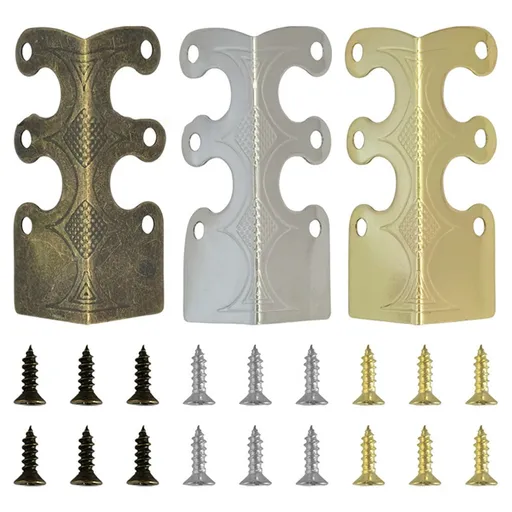 Corner Protectors Vintage Metal Corner Protectors 6 Pcs For Stylish Baseboard Black 12Pcs Smile Home Silver 18Pcs