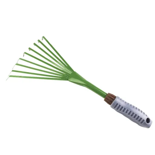 Mini Garden Rake 15.4 Inch 9 Root Iron Hand Fan Leaf Rake Handle Heavy Duty Handheld Claw Rake for Garden Patio Backyard,Sweep