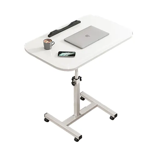Movable lifting computer table bedside portable table(White)