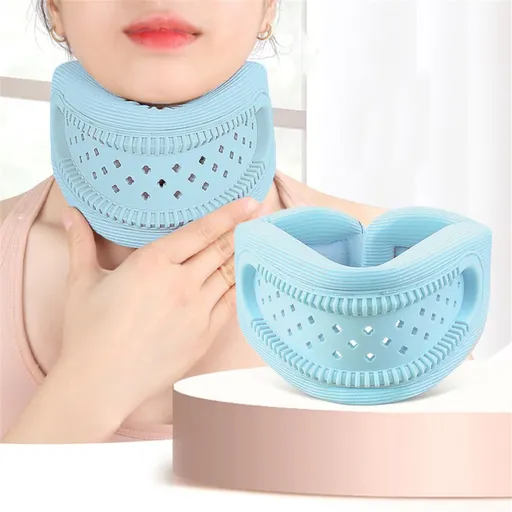 Neck Brace for Pain and Support, Soft Cervical Collar for Sleeping Adjustable Foam Neck Protector Wrap, Neck Traction Device, Keep Vertebrae Stable and Aligned, Cervical Spine Pressure Relief - Blue - Size 48cm