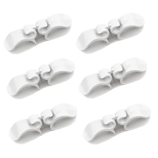 Cord Organizer for Appliances 6 Pack Durable Rubber Cord Wrapper for Kitchen & Office 3M Adhesive Stable Design Easy Storage Home Appliance Cord Hider - White - Size 9cm