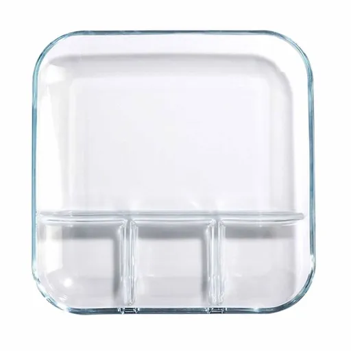 Glass Sectional Plates, Glass Divided Plates with Compartments, Portable Glass Partition Serving Platters Trays - Microwave and Dishwasher Safe for Meal Prep, Salad, Parties (10in)