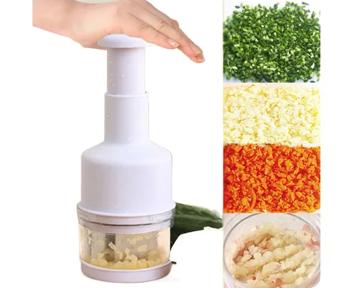 Garlic Grater Manual Multifunctional Stainless Steel Garlic Onion Food Chopper for Kitchen-White
