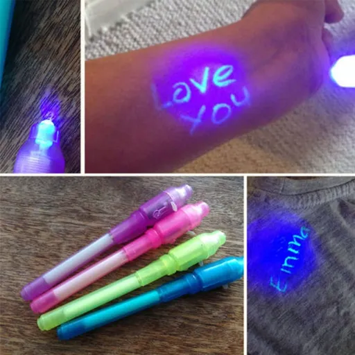 8Pcs Upgraded Invisible Ink Pen Set with UV Light – Spy Pen Magic Marker for Secret Messages, Fun Party Favors, Easter, Christmas, Birthday Gifts, Random Colors